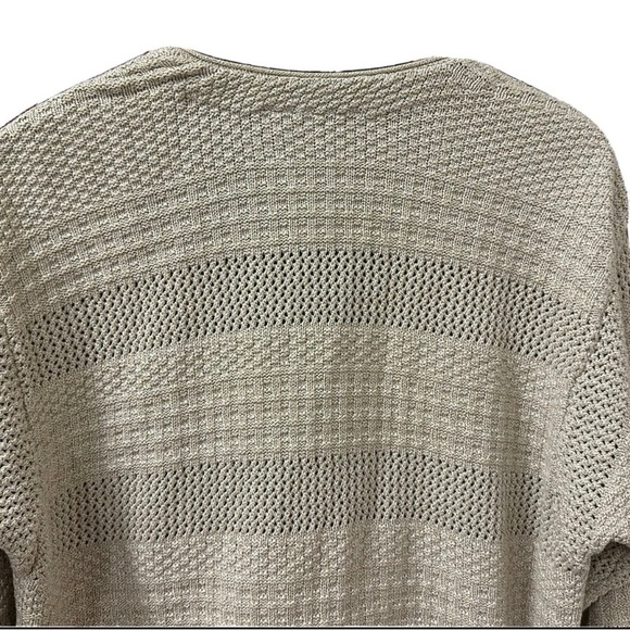 Vintage 90s LizSport Womens Size Medium Textured Oatmeal Tan Cardigan Sweater - Picture 5 of 8